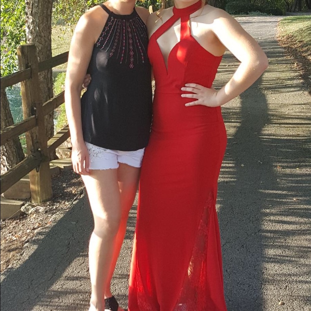 Red Windsor Low Cut Dress